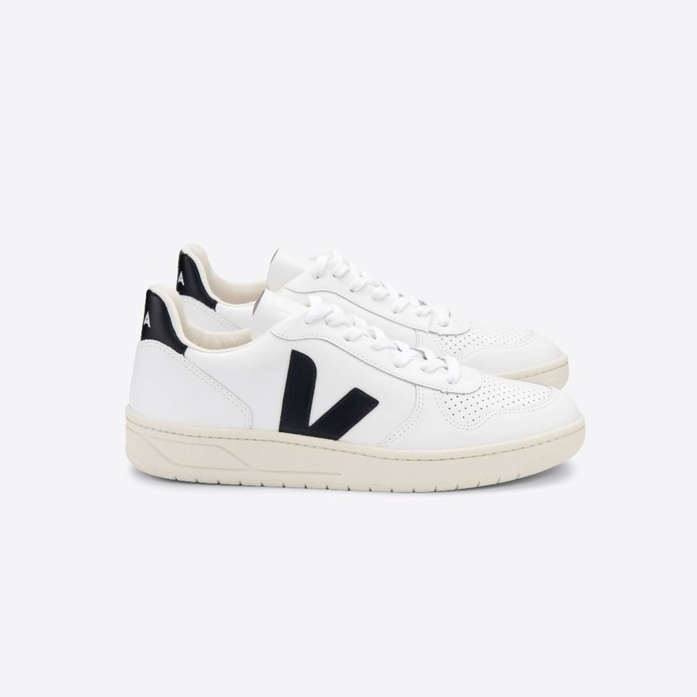 Veja V-10 White/Black Leather Sneaker